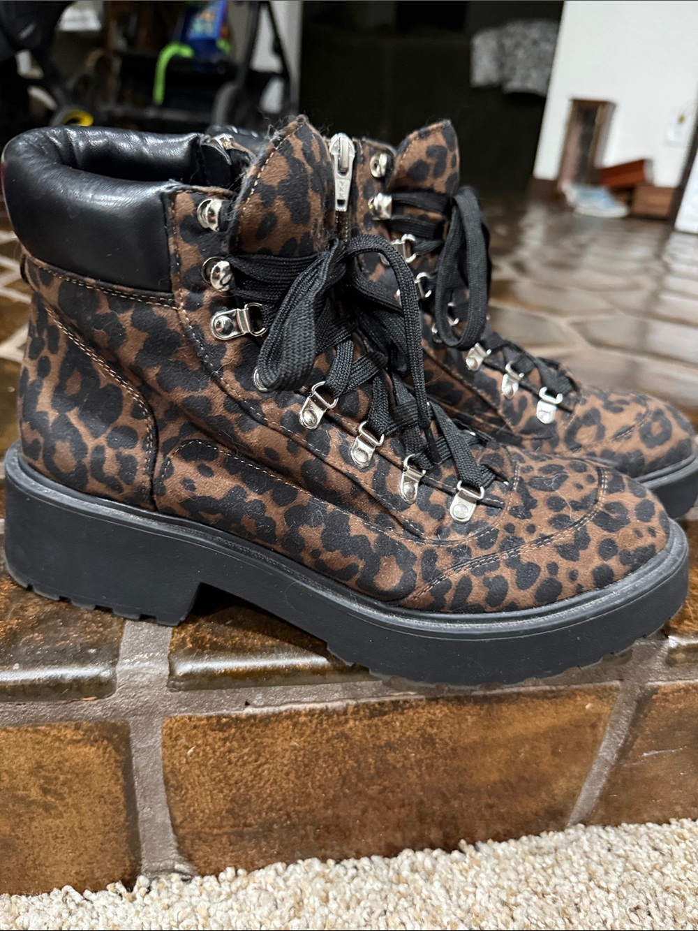Women's Universal Threads Leopard Print Platform Boots - Brown/Black